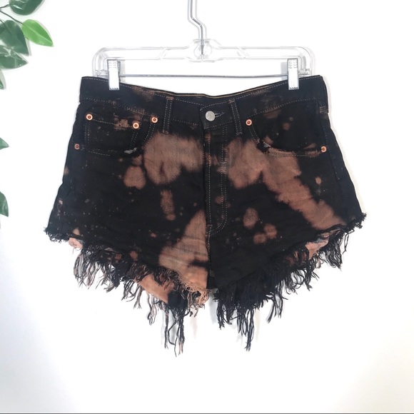 Levi's Pants - LEVIS Acid wash Black denim distressed shorts 31